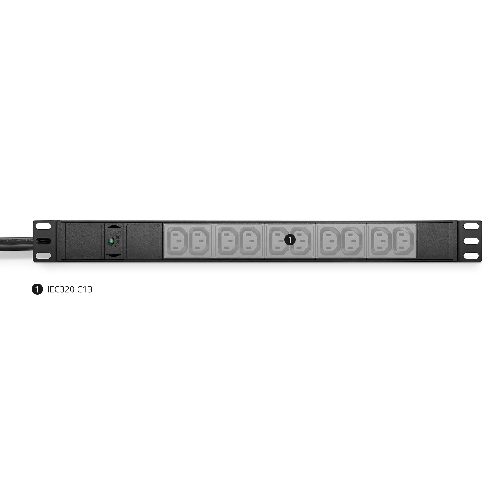 5.76kW Single-Phase 24A/230V Basic Rack PDU, 10 x C13 Outlets, NEMA L6-30P Plug, 10ft Cord, 1U Rack-Mount