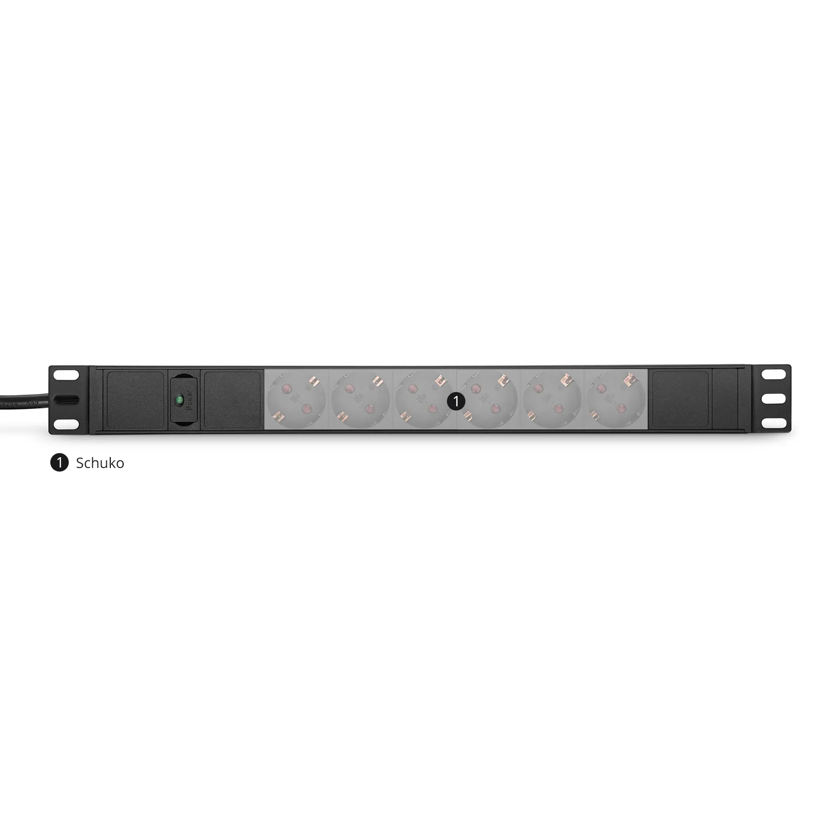 3.84kW Single-Phase 16A/230V Basic Rack PDU, 6 x Schuko Outlets, IEC320 C20 Plug, 10ft Cord, 1U Rack-Mount