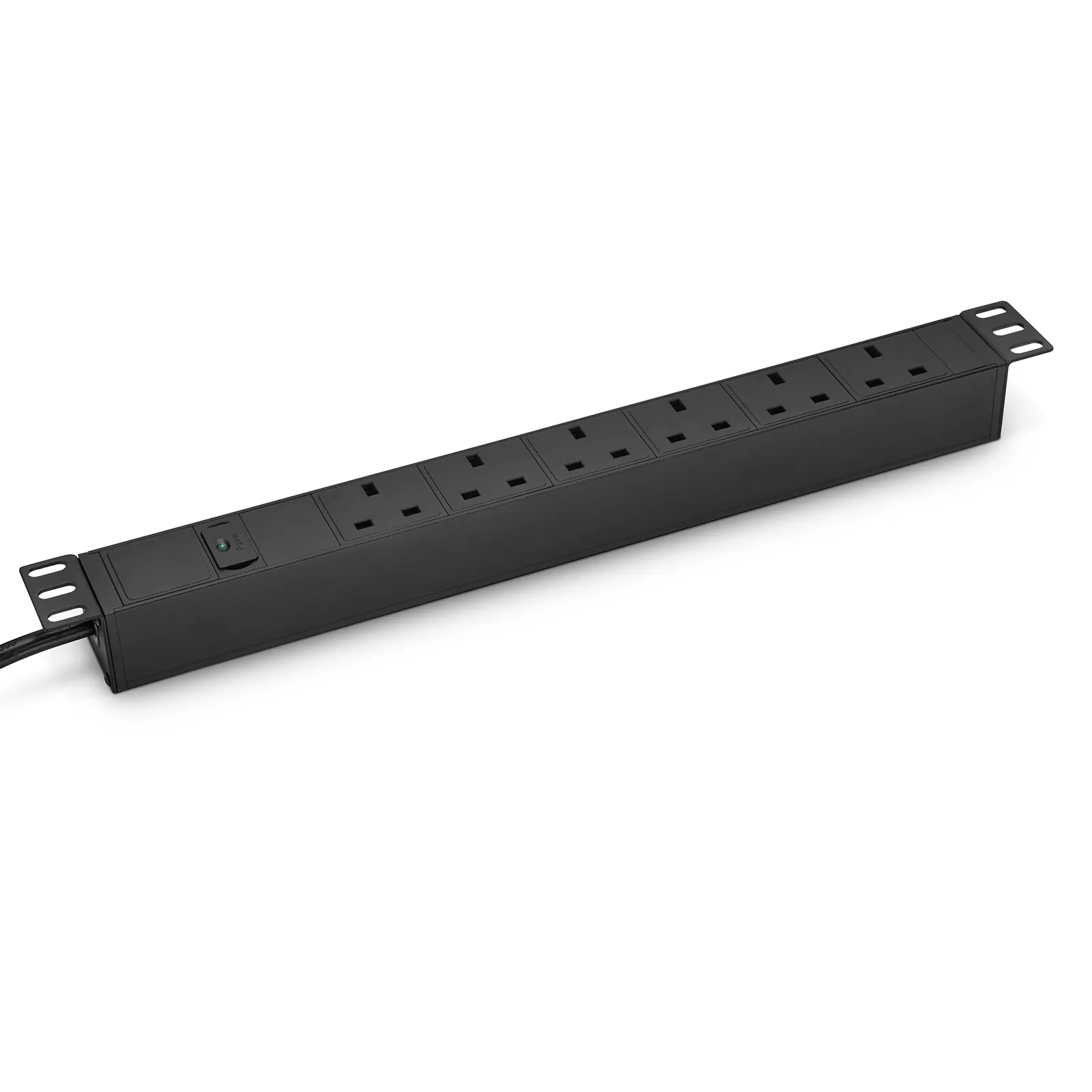 2.4kW Single-Phase 10A/230V Basic Rack PDU, 6 x BS 1363 Outlets, IEC320 C14 Plug, 10ft Cord, 1U Rack-Mount