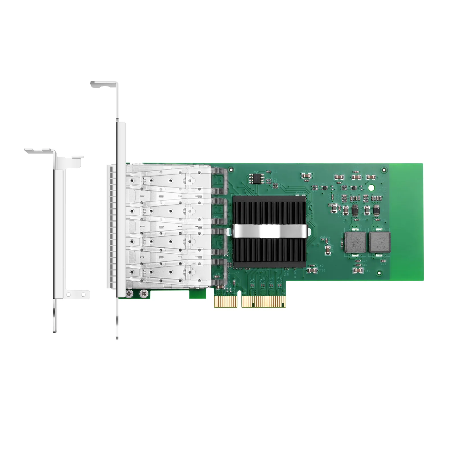 Intel I350-AM4 Based Ethernet Network Interface Card, 1G Quad-Port SFP, PCIe 2.0 x4, Comparable to Intel I350-F4, Tall&Short Bracket