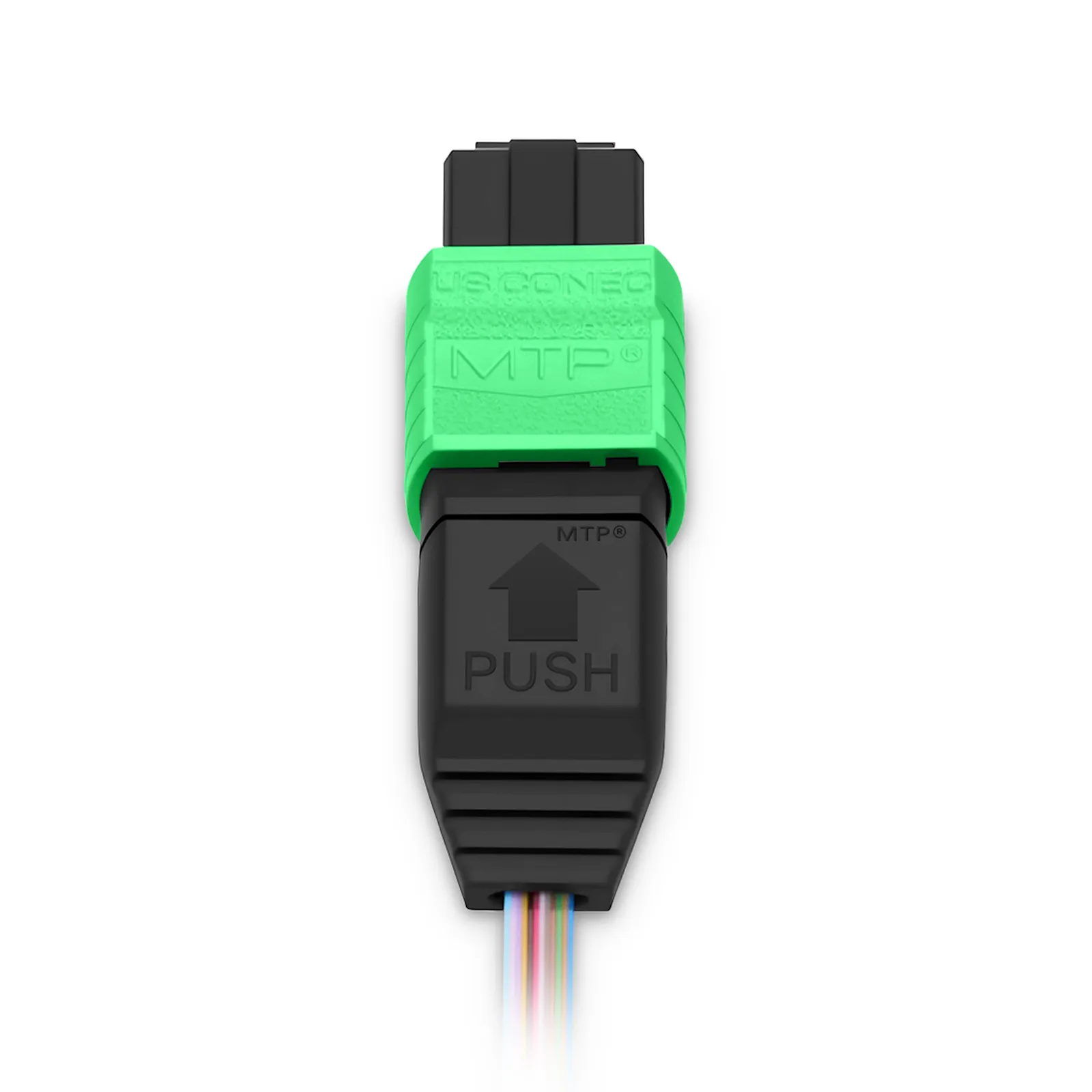 1m (3ft) MTP&reg; Fiber Pigtail, MTP-12&reg; APC (Female) to Unterminated, 12 Fibers, Single Mode (OS2), Unjacketed, 12-Color