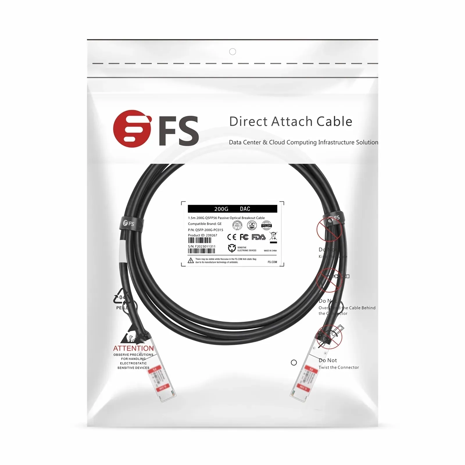 2m (7ft) NVIDIA/Mellanox MCP1650-V002E26 Compatible 200G QSFP56