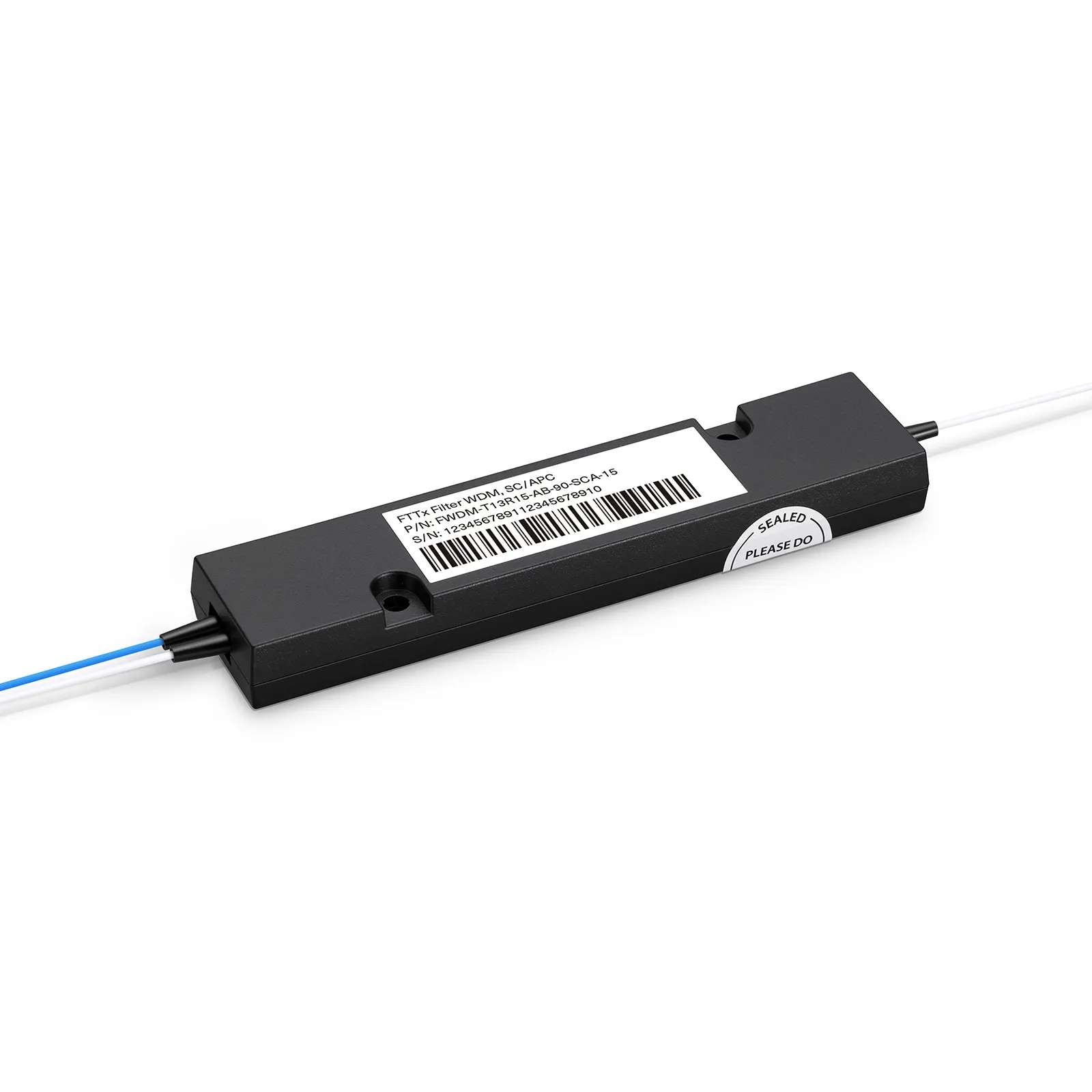 FWDM-T13R15-AB-90-SCA-15, T1310/R1550nm Filter Wavelength Division Multiplexer, ABS Module, SC/APC, 900&mu;m, 1.5m