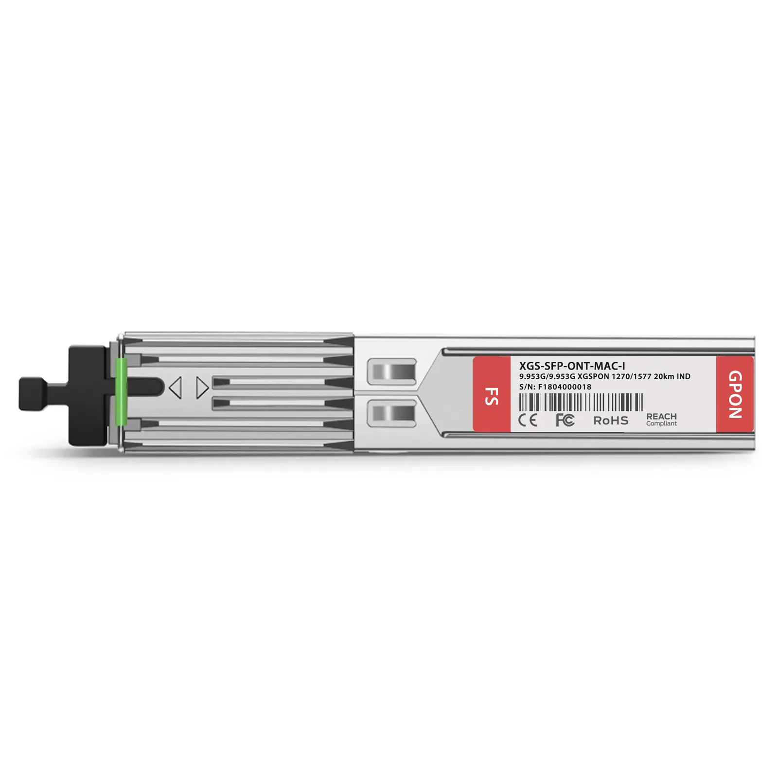 XGSPON ONU SFP+ 1270nm-TX/1577nm-RX 9.953G-TX/9.953G-RX Class N1 20km Simplex SC/APC SMF Transceiver Module for FS Switches (Industrial)