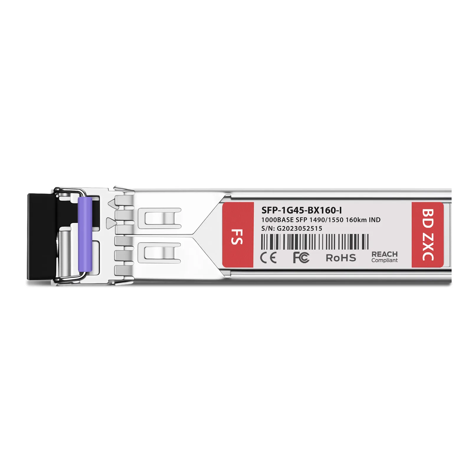 Cisco Compatible 1000BASE-BX-U SFP BiDi 1490nm-TX/1550nm-RX 160km Simplex LC/UPC SMF Transceiver Module (Industrial)