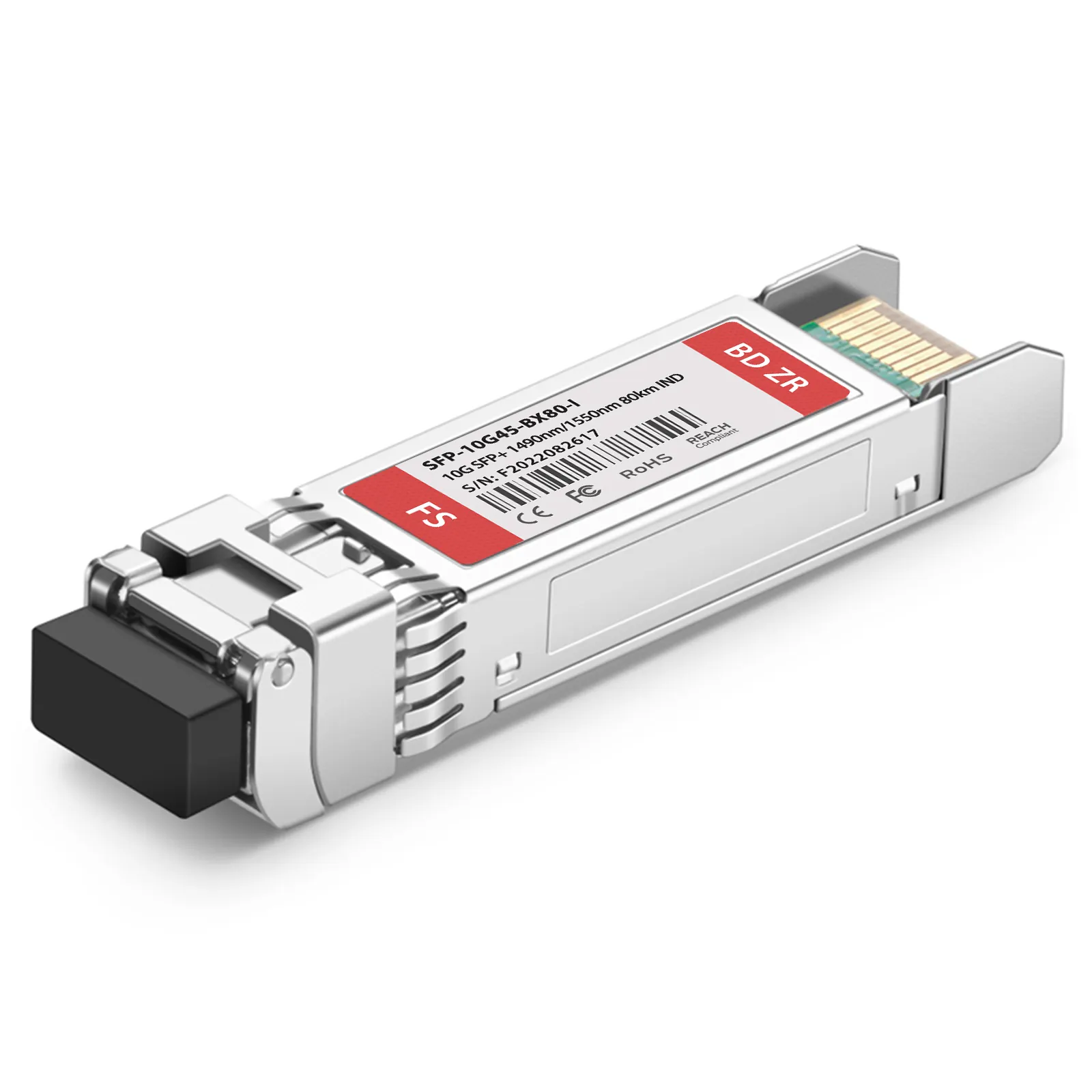 Customized 10GBASE BiDi SFP+ 1490nm-TX/1550nm-RX 80km Simplex LC/UPC SMF Transceiver Module (Industrial)