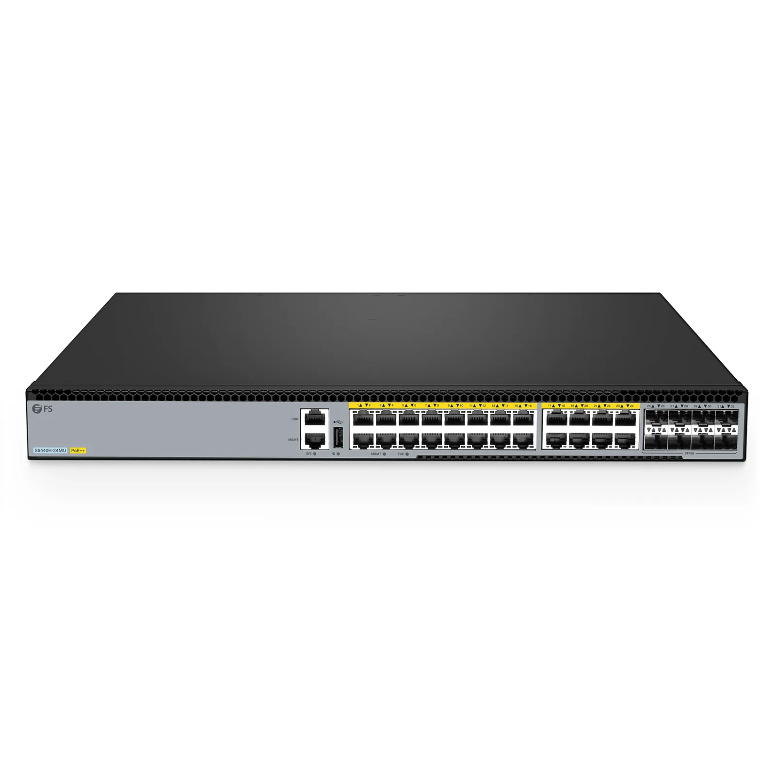 S5440H-24MU, 24-Port Multi-Gigabit Ethernet L3 PoE++ Switch, 16 x 2.5Gb PoE++, 8 x 10Gb PoE++ Ports @1000W, with 8 x 25Gb SFP28 Uplinks, Support EVPN-VXLAN & MLAG