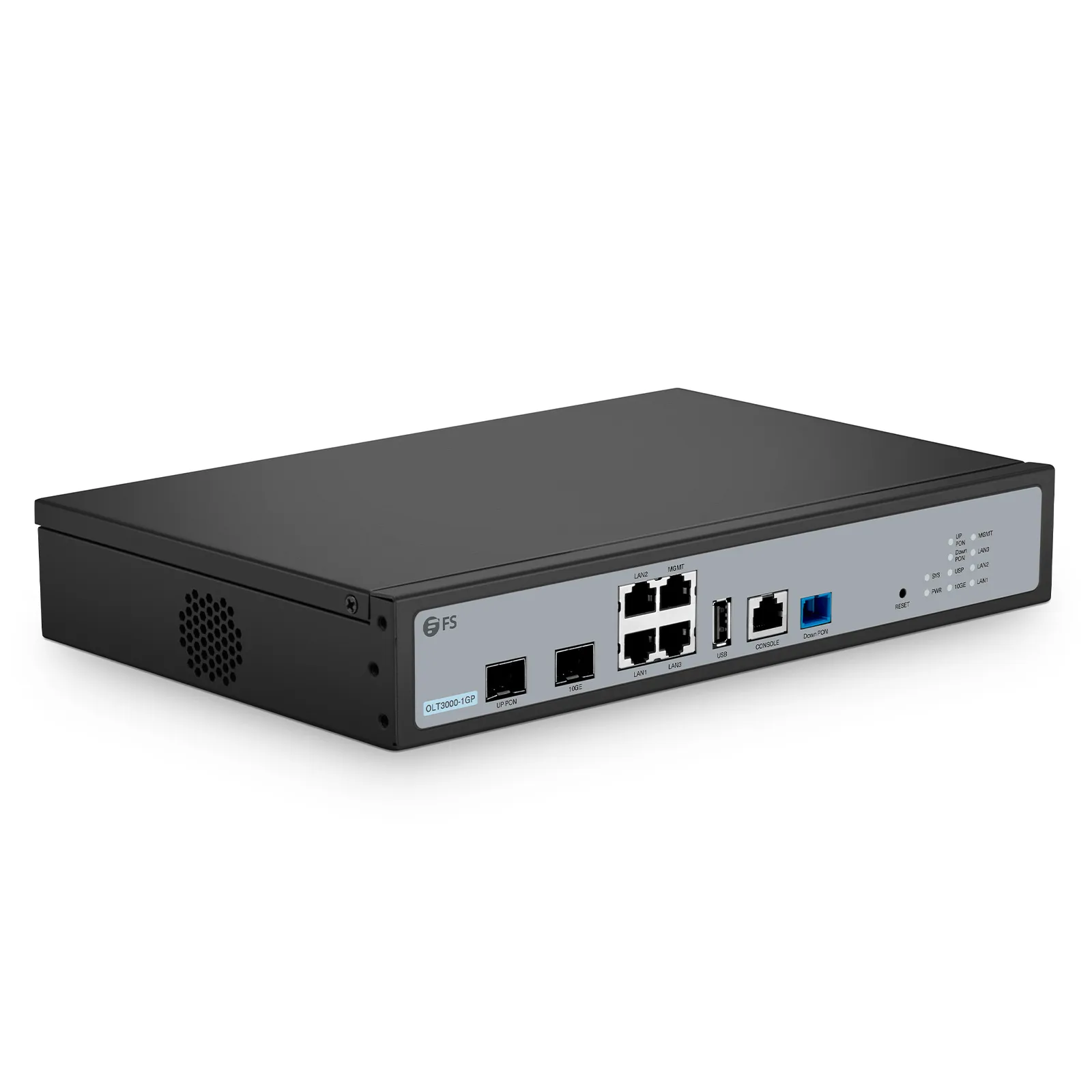 OLT3000-1GP, Single-Port Mini GPON OLT with 1x 10G SFP+, 1x GPON/XG(S)PON Uplink Ports, 4x GE Downlink Ports, AC/DC Power Supply
