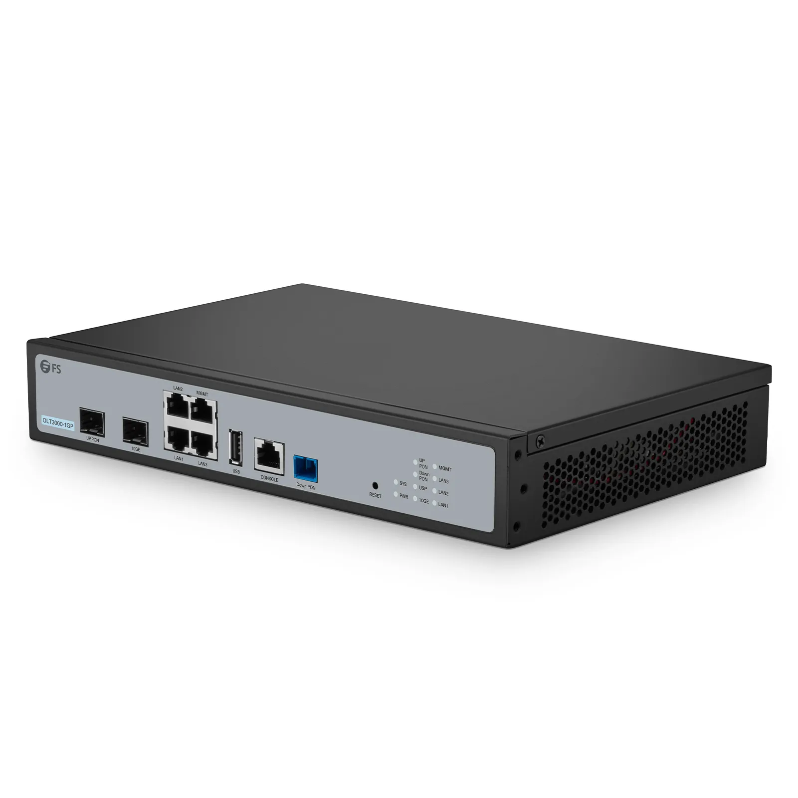 OLT3000-1GP, Single-Port Mini GPON OLT with 1x 10G SFP+, 1x GPON/XG(S)PON Uplink Ports, 4x GE Downlink Ports, AC/DC Power Supply