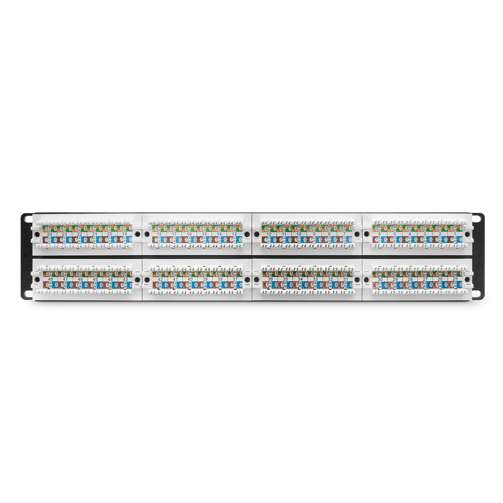 Cat6a 110-Style Patch Panel, 48-Port, 2RU, Cable Management Bar