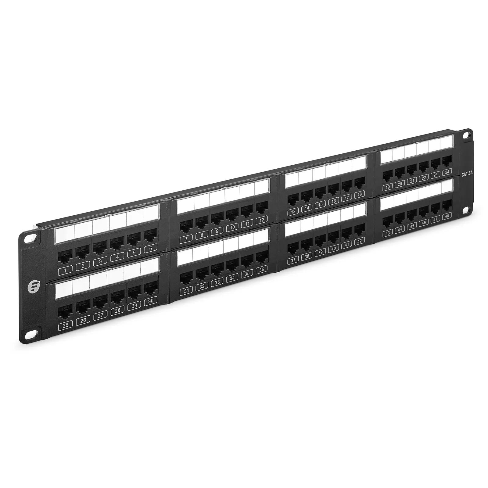 aページ Cat6a 110-Style Patch Panel, 48-Port, 2RU, Cable Management Bar