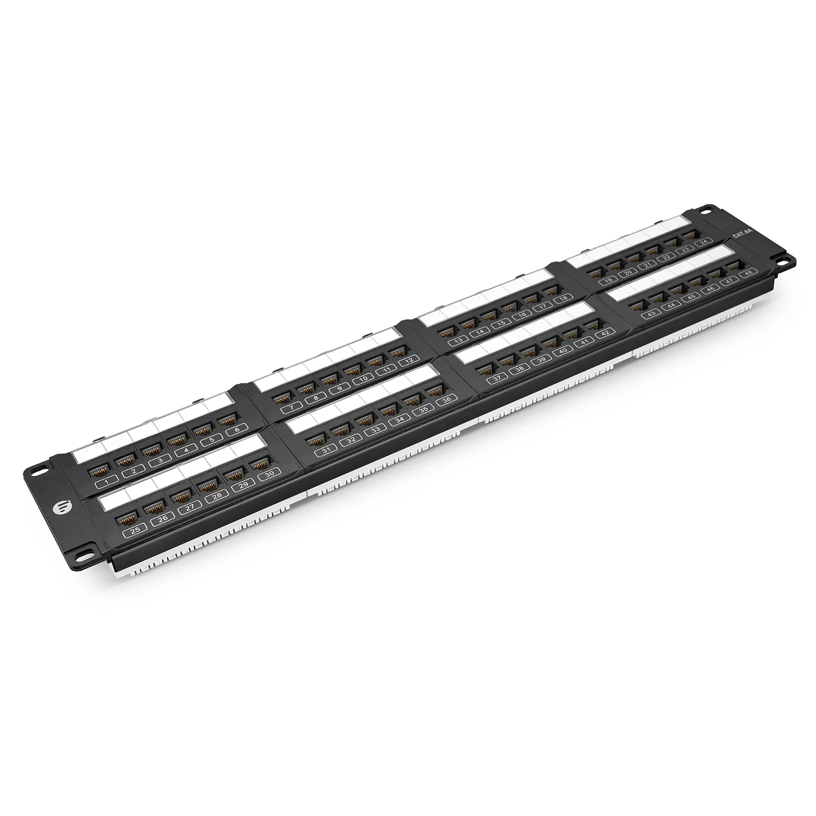 Cat6a 110-Style Patch Panel, 48-Port, 2RU, Cable Management Bar