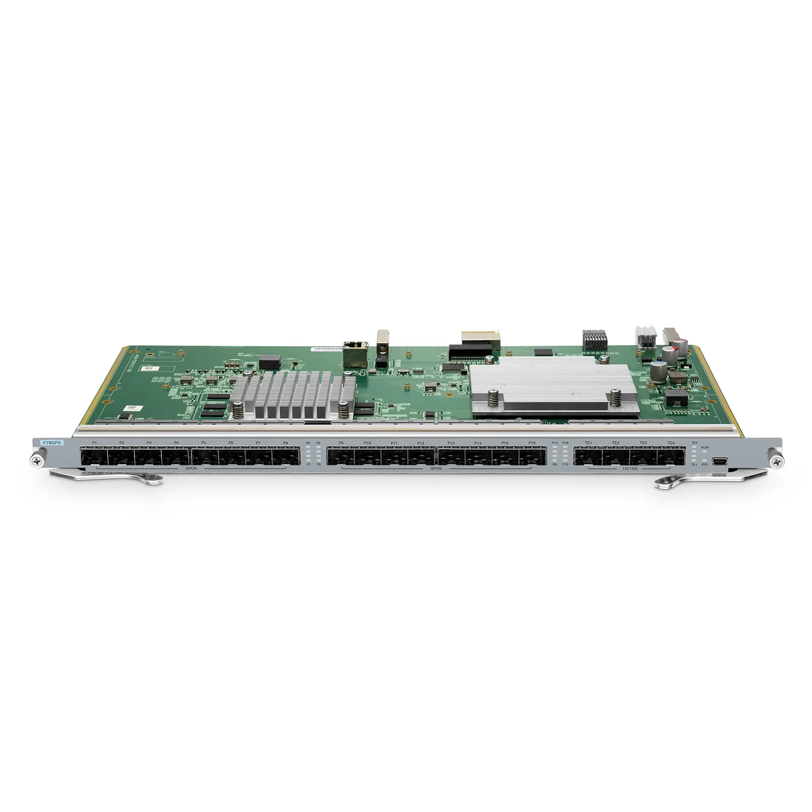 F78GPS, 16-Port GPON OLT Line Card with 16 x GPON, 4 x 10G SFP+ Ports, Broadcom Chip (Without Optical Modules)