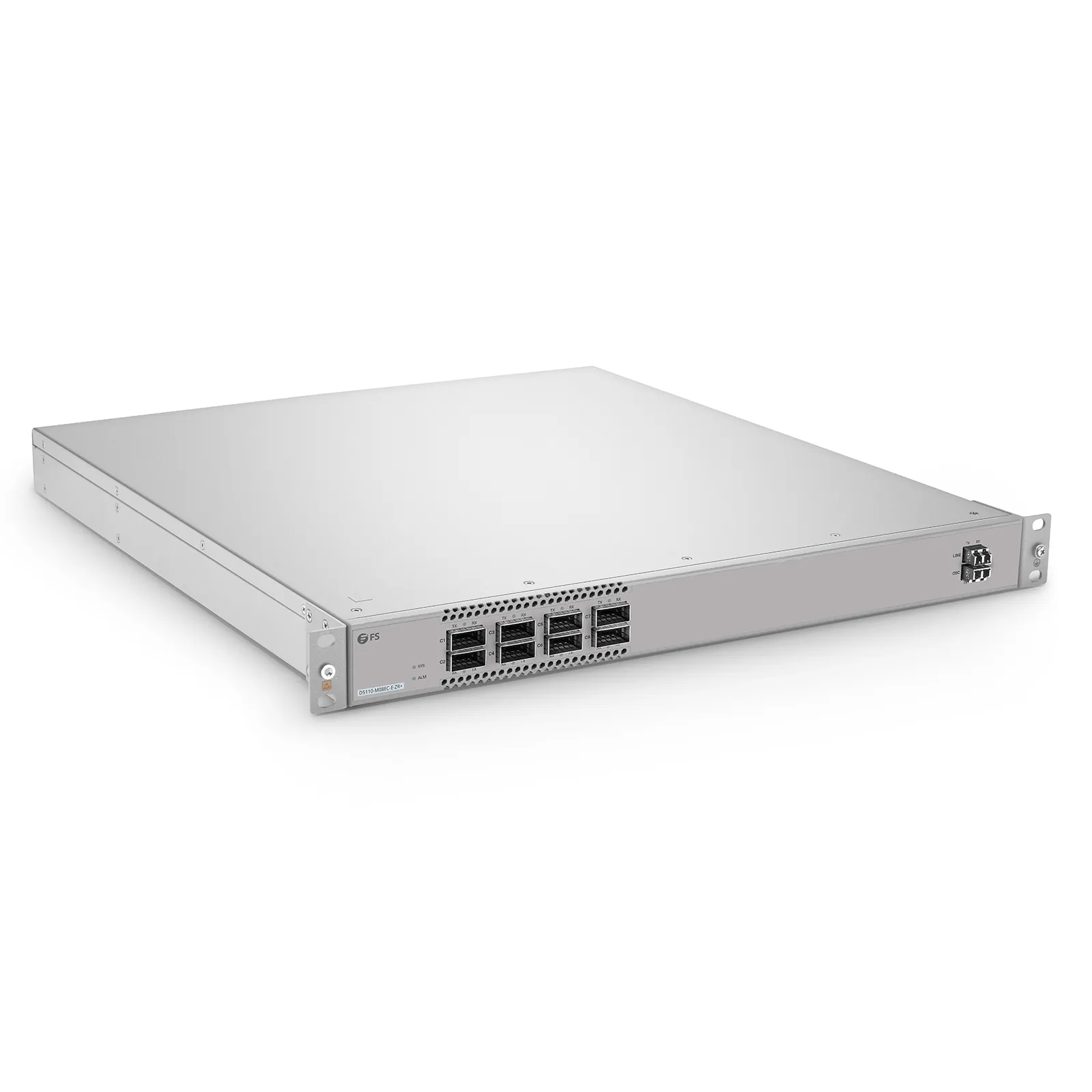 D5110-M08EC-E-ZR+, 8CH 100G 1U Active DWDM Multiplexer for Open Line Systems, C21-C22, 8 x 100G QSFP28, Dual Fiber, 0-120km, Support WebGUI Network Management