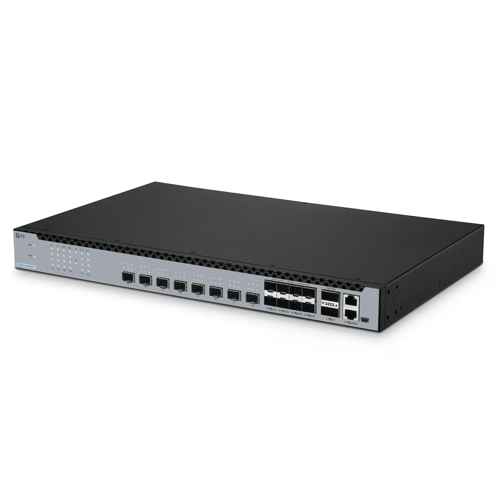 OLT3710-08CP2T, 8-Port GPON & XG(S)-PON Combo OLT with 8 x 10G SFP+ and 2 x 100G QSFP28 Uplink Ports, Dual Power Supply, Broadcom Chip