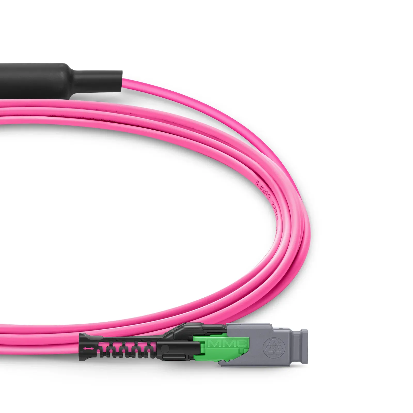 1m (3ft) MMC Breakout Cable, MMC-24 APC (Female) to 3 x MTP&reg;-8 UPC (Female), 24 Fibers, Multimode (OM4), Plenum (OFNP), 0.35dB Max, Jumper Polarity, Magenta