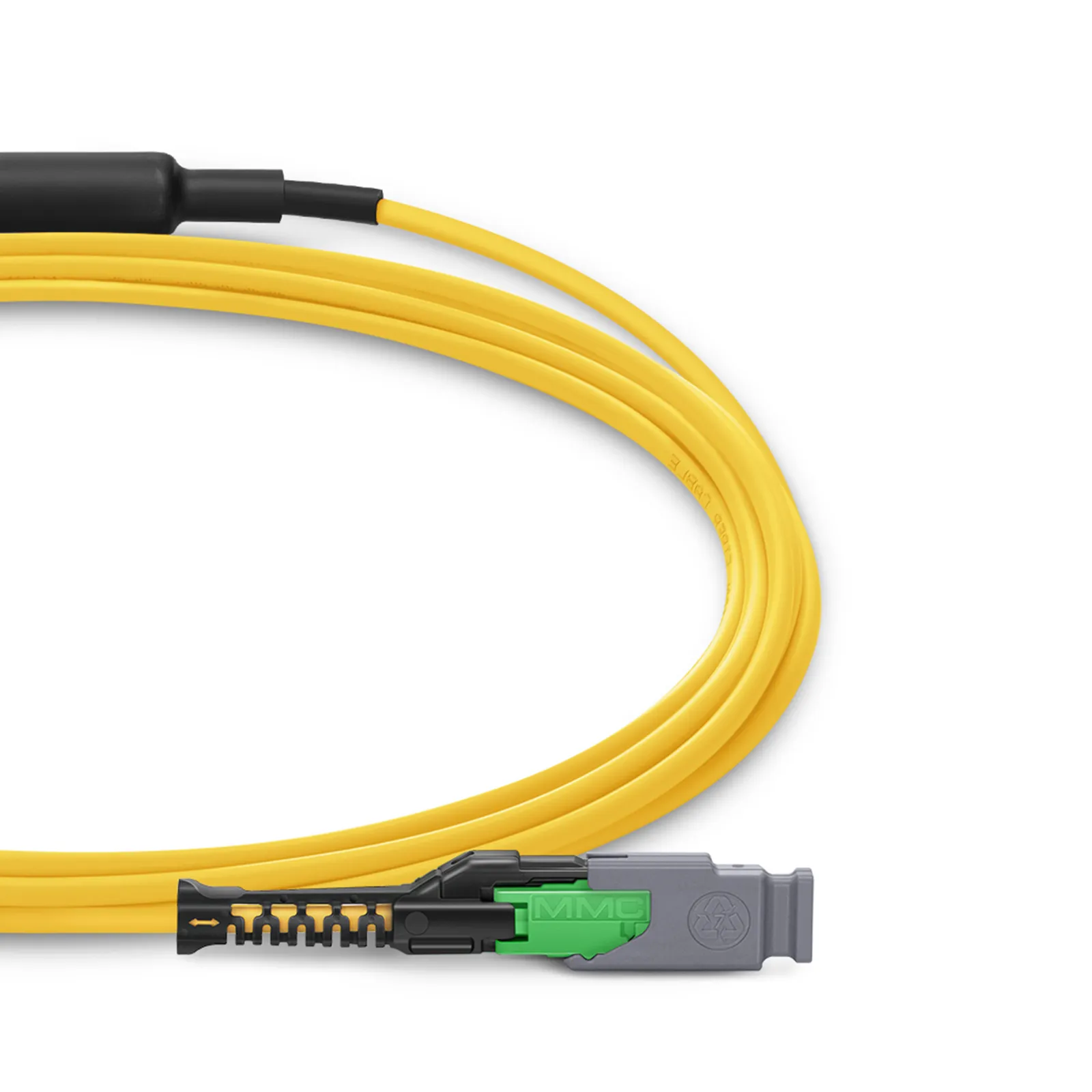 1m (3ft) MMC Breakout Cable, MMC-16 APC (Female) to 2 x MTP&reg;-8 APC (Female), 16 Fibers, Single Mode (OS2), Plenum (OFNP), 0.35dB Max, Jumper Polarity, Yellow