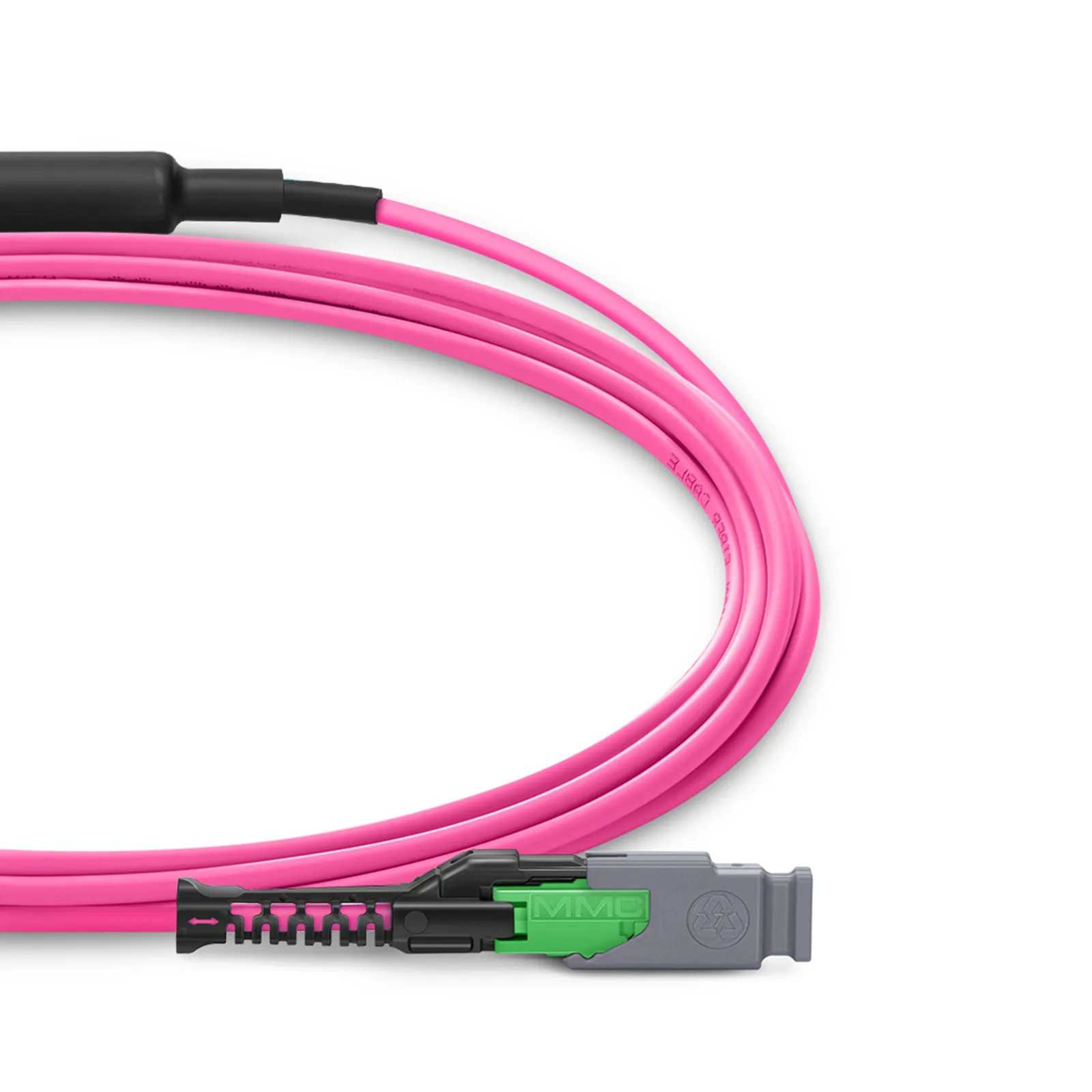 1m (3ft) MMC Breakout Cable, MMC-16 APC (Female) to 2 x MTP&reg;-8 APC (Female), 16 Fibers, Multimode (OM4), Plenum (OFNP), 0.35dB Max, Jumper Polarity, Magenta