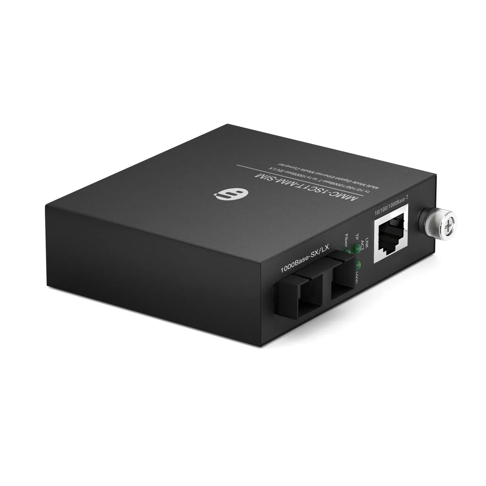 1x 10/100/1000Base-T RJ45 to 1x 1000Base-SX/LX Multimode SC Duplex 850nm 550m Gigabit Ethernet Media Converter, Slide-in Module, American Plug Standard