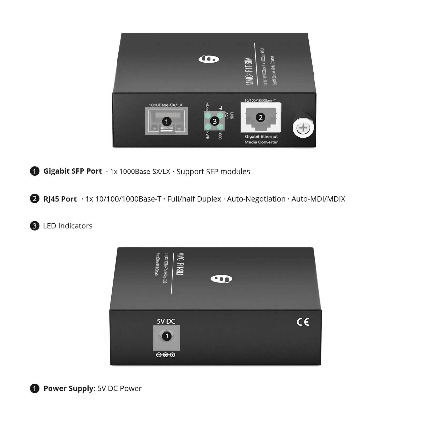 Managed 10/100/1000Base-T RJ45 to 100/1000Base-T SFP media