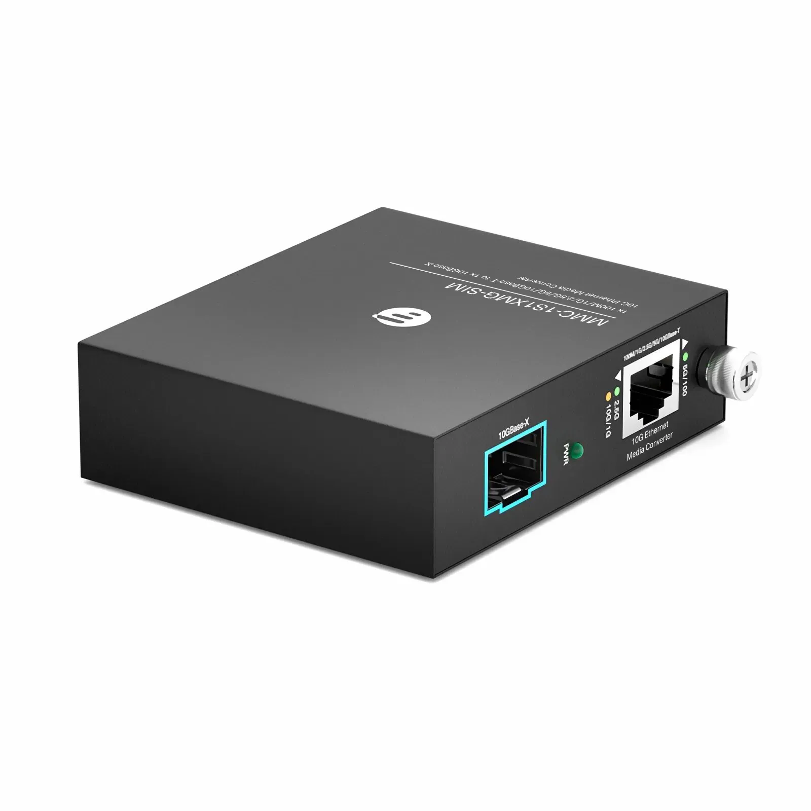 1x 100M/1G/2.5G/5G/10GBase-T RJ45 to 1x 10GBase-X SFP+ 10Gigabit Ethernet Media Converter, Slide-in Module, American Plug Standard
