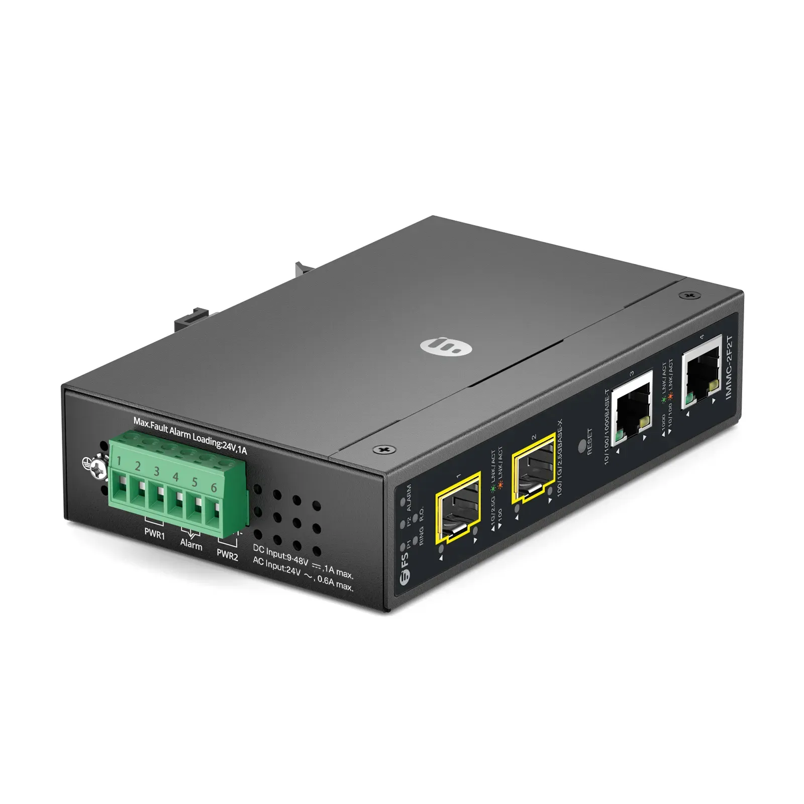 Industrial Managed 2x 10/100/1000Base-T RJ45 to 2x 100/1000/2500Base-X SFP Gigabit Ethernet Media Converter
