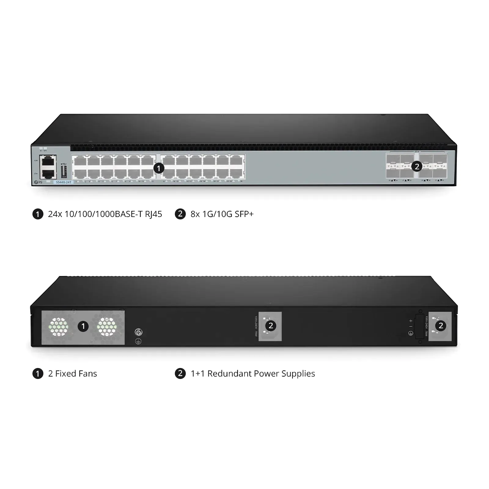 S5440-24T, 24-Port Gigabit Ethernet L3 Switch, 24 x Gigabit RJ45, with 8 x 10Gb SFP+ Uplinks, PicOS&reg;, Support EVPN-VXLAN