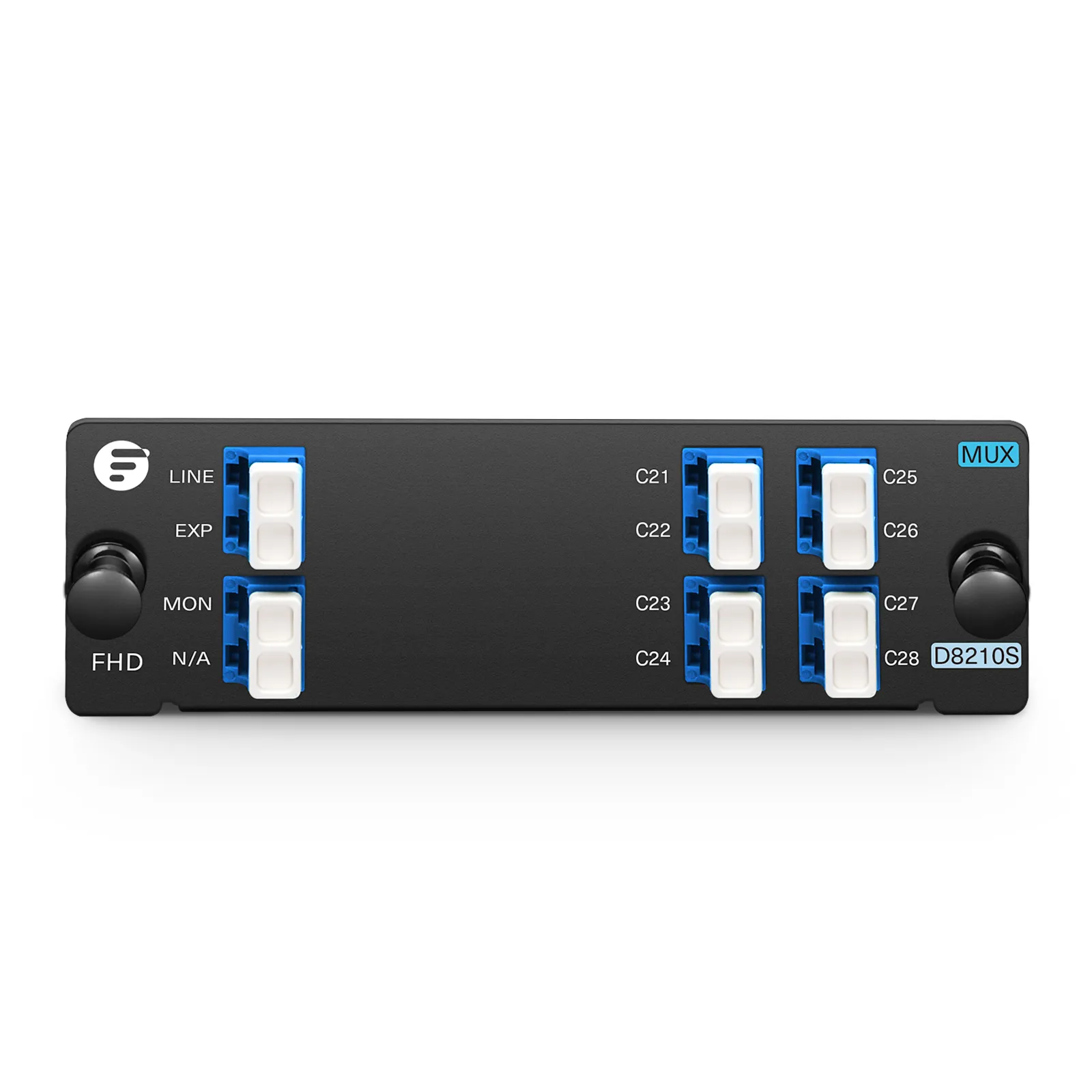 8 Channels DWDM Mux or Demux, 100GHz C21-C28, with Monitor and Expansion Port, 2.75dB Typical IL, LC/UPC, Single Fiber, High Density, FHD&reg; Plug-in Module