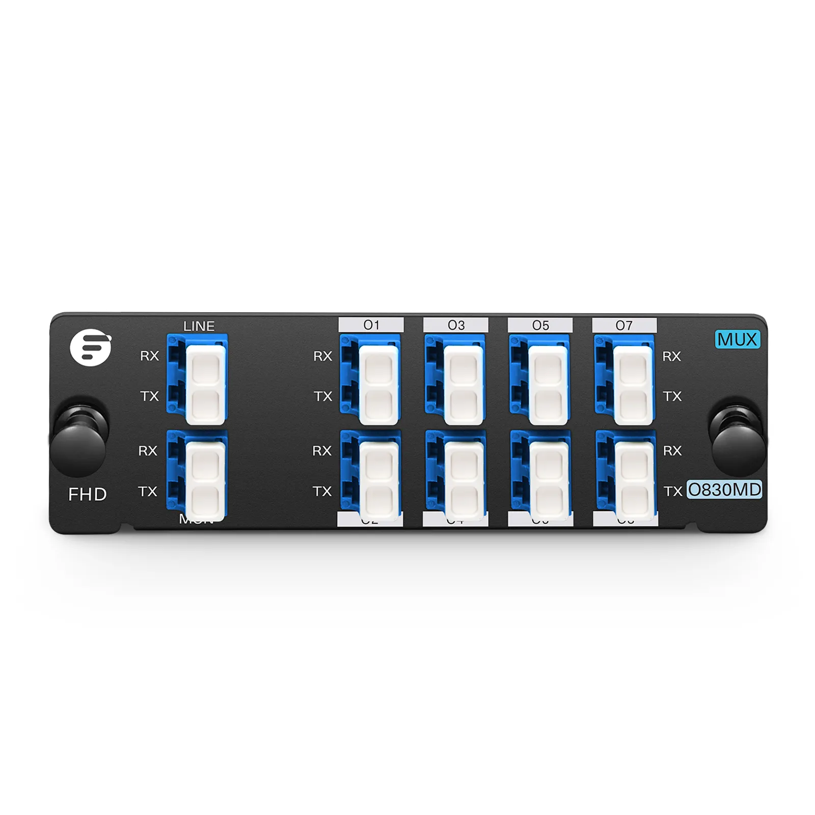8 Channels O-band DWDM Mux Demux, 228.4-229.8THz, with Monitor Port, 3.0dB Typical IL, LC/UPC, Dual Fiber, High Density, FHD&reg; Plug-in Module