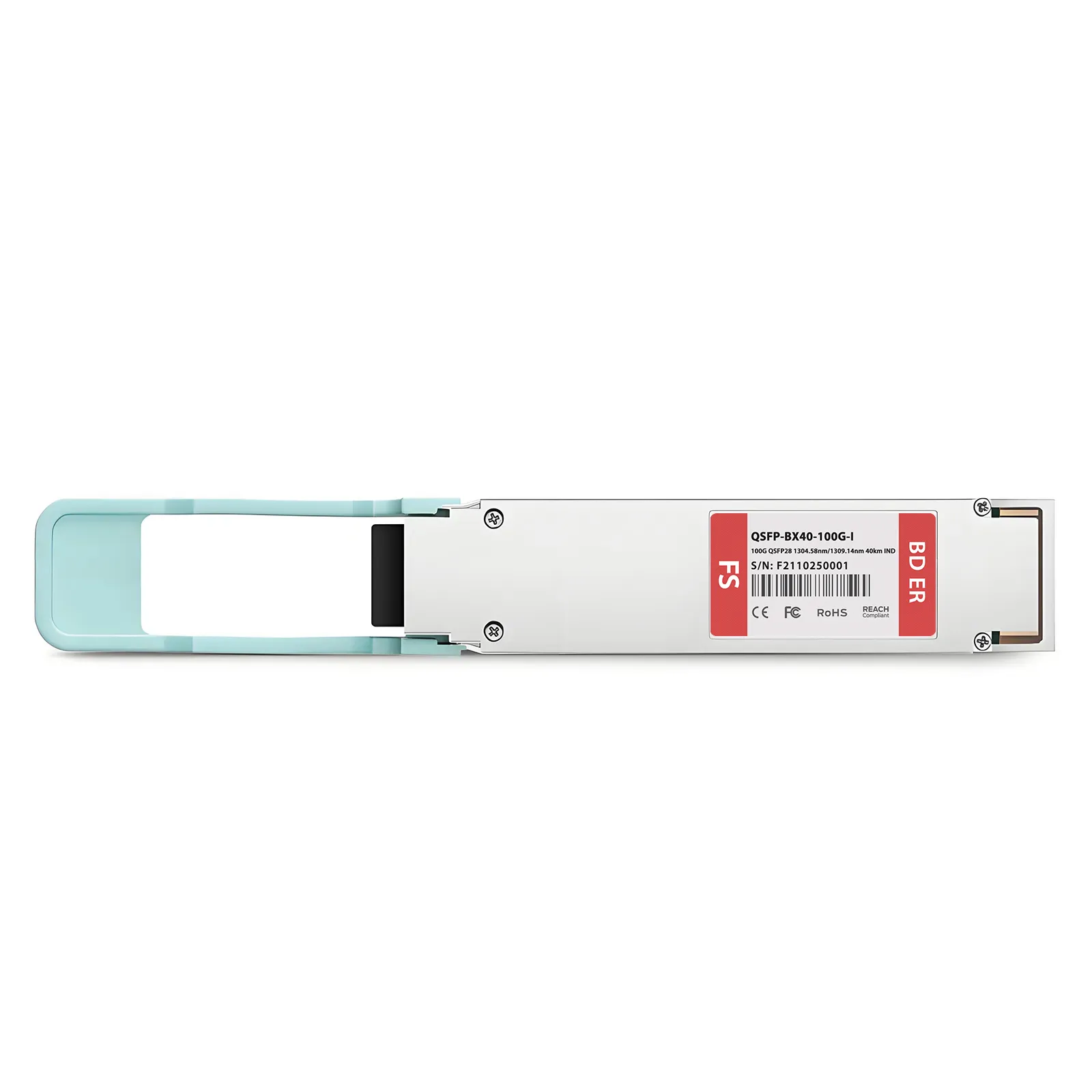 Customized 100GBASE-BX40-U QSFP28 BiDi 4 x 25G NRZ 1304.58nm-TX/1309.14nm-RX 40km Simplex LC/APC SMF Transceiver Module (Industrial)