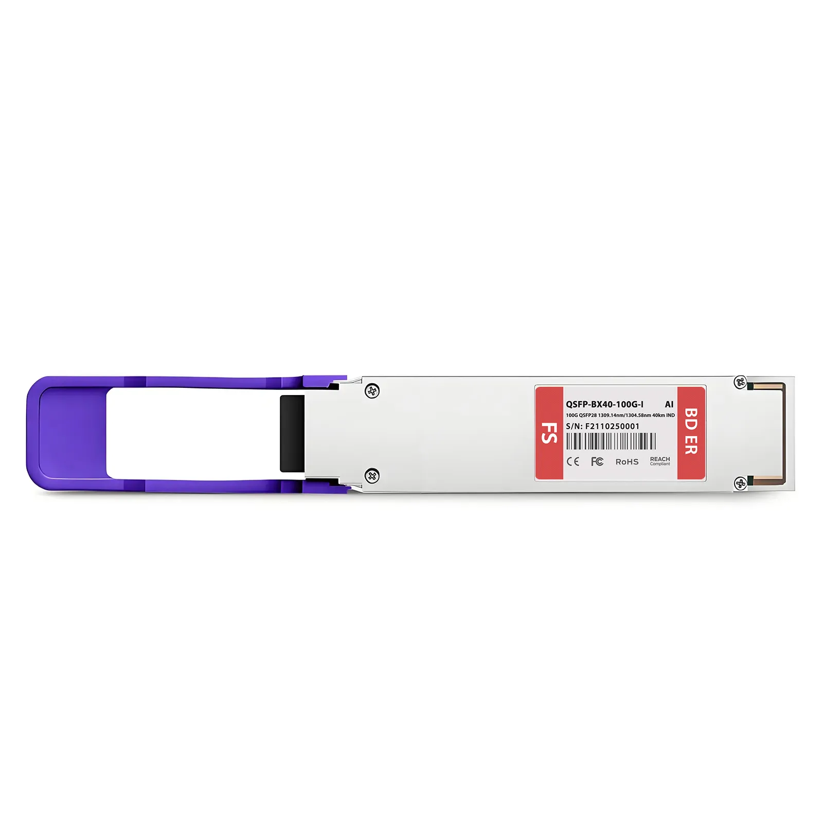 Arista Networks Compatible 100GBASE-BX40-D QSFP28 BiDi 4 x 25G NRZ 1309.14nm-TX/1304.58nm-RX 40km Simplex LC/APC SMF Transceiver Module (Industrial)