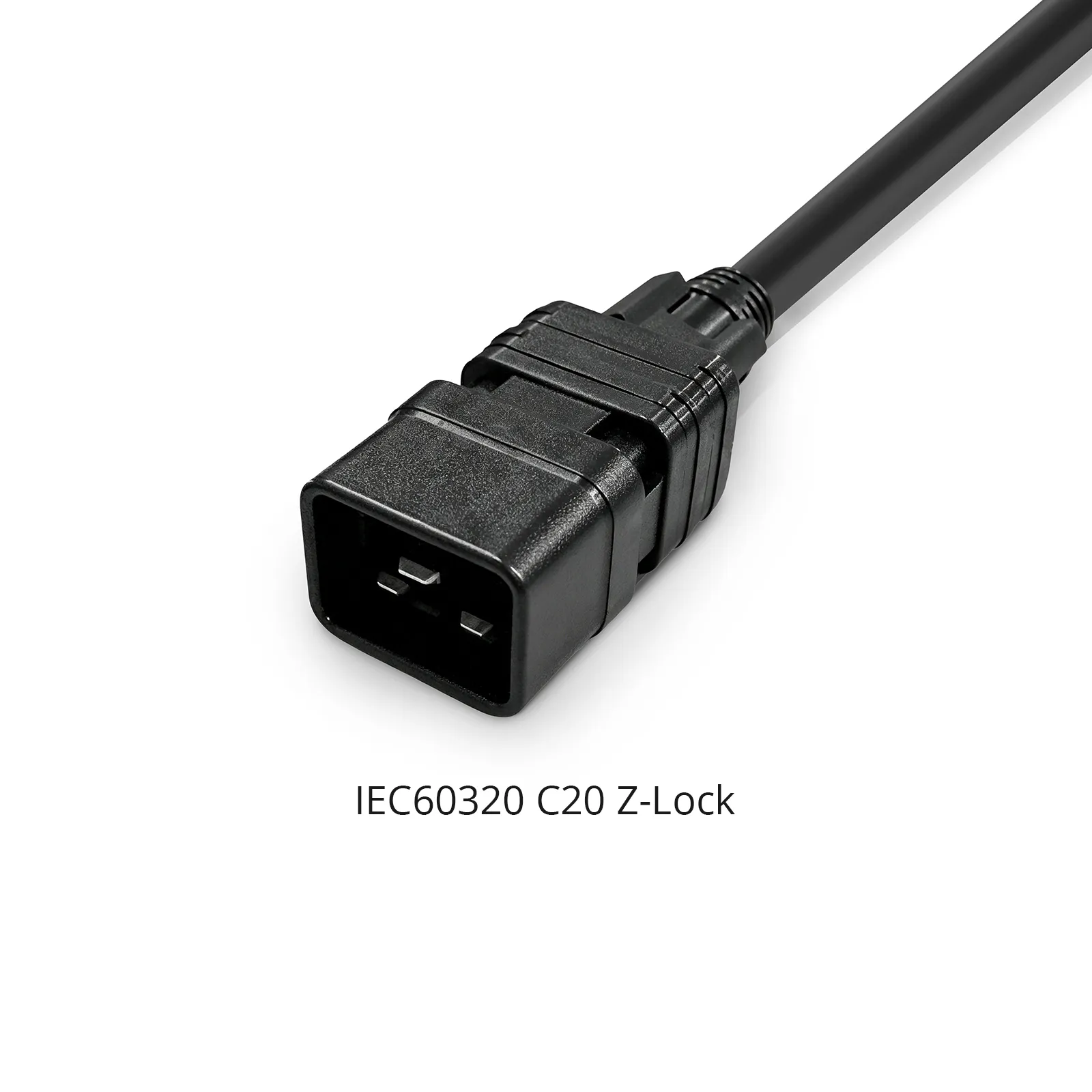 2ft (0.6m) Z-LOCK⁺ Dual Locking IEC60320 C20 to IEC60320 C19 12AWG 250V/20A Power Extension Cord, Black