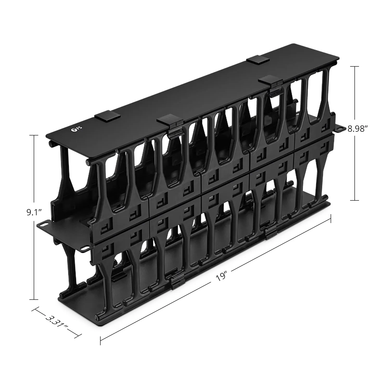 Horizontal Dual Sided Steel Manager, 2RU, Finger Duct with Cover, 9.1 in. Depth