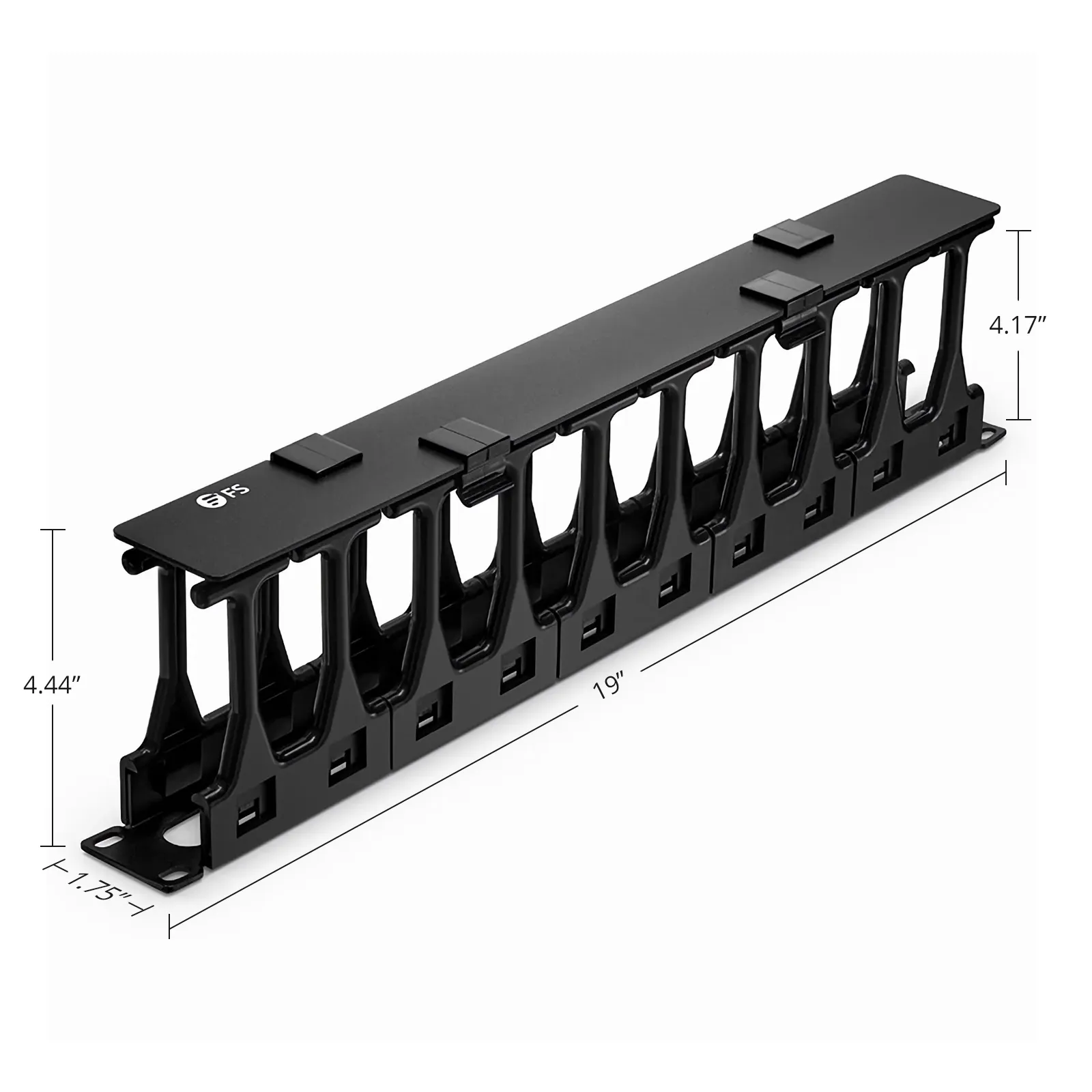 Horizontal Single Sided Steel Manager, 1RU, Finger Duct with Cover, 4.44 in. Depth