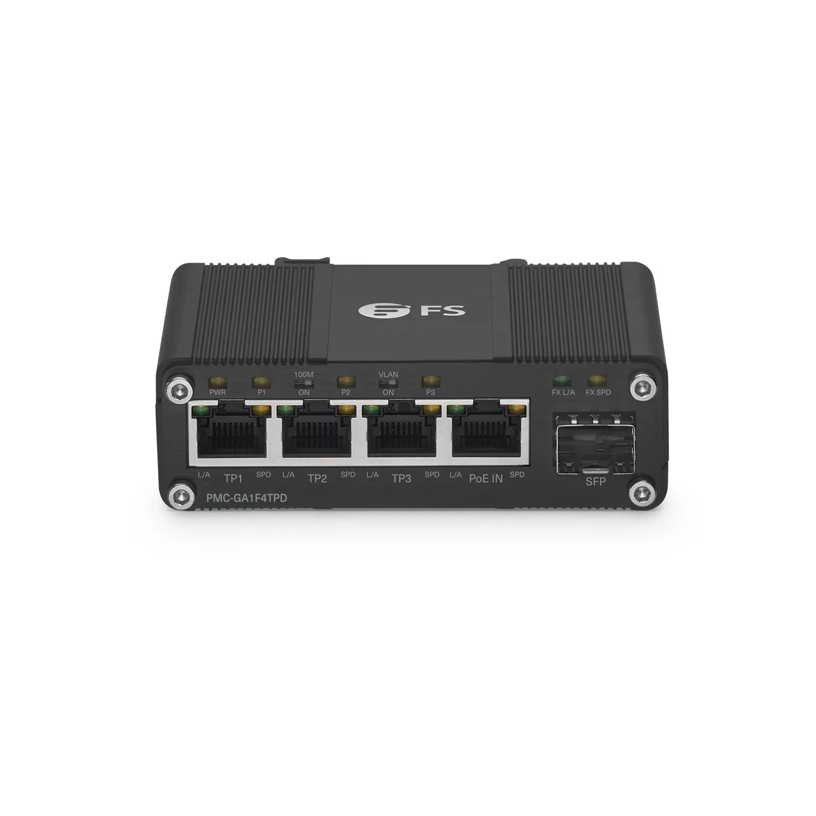 4 x 10/100/1000Base-T RJ45対応、1 x 100/1000Base-X SFP対応 アン
