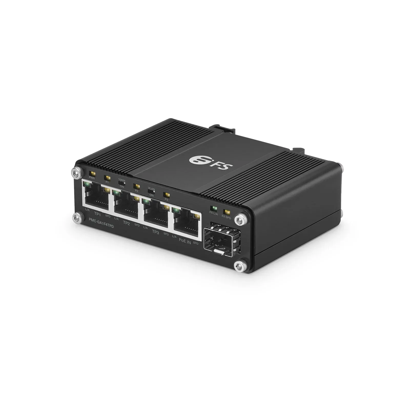 4 x 10/100/1000Base-T RJ45対応、1 x 100/1000Base-X SFP対応 アン
