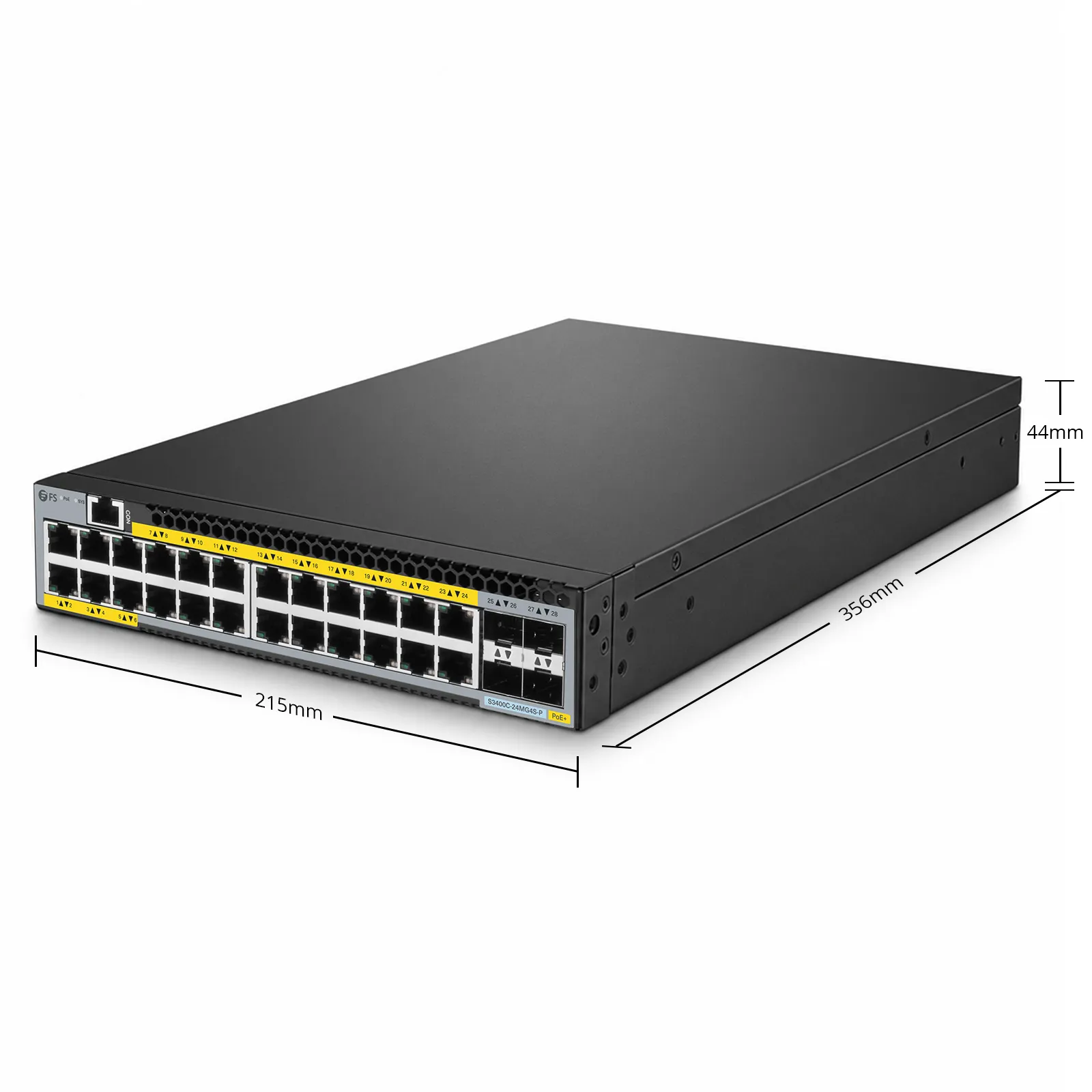 S3400C-24MG4S-P 24-Port 2.5G Multi-Gigabit L2+ PoE+ Switch - FS.com