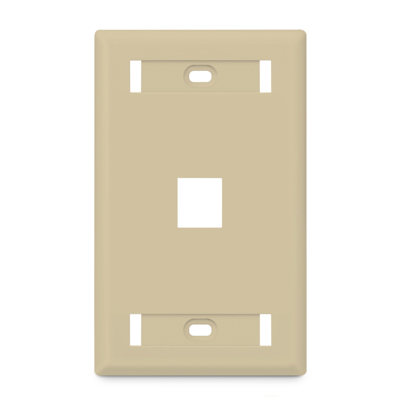 Single Gang SyncEase Keystone Faceplate, Label Pockets, Ivory