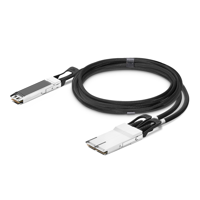 800G OSFPフィン付きトップ ～ 2x 400G QSFP112 ブレイクアウトAEC, 1m (3ft)