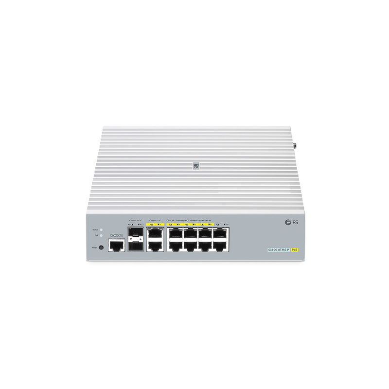 S3100-8TMS-P, 8 x 1Gb RJ45, 2 x 5Gb RJ45, 2 x 10Gb SFP+, Commutateur PoE+ L2+ Géré