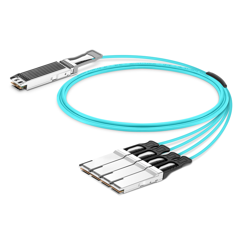 10m (33ft) Arista Networks Compatible 400G OSFP 8 x 50G PAM4 IHS/Finned Top to 4 x 100G QSFP28 4 x 25G NRZ Active Optical Breakout Cable