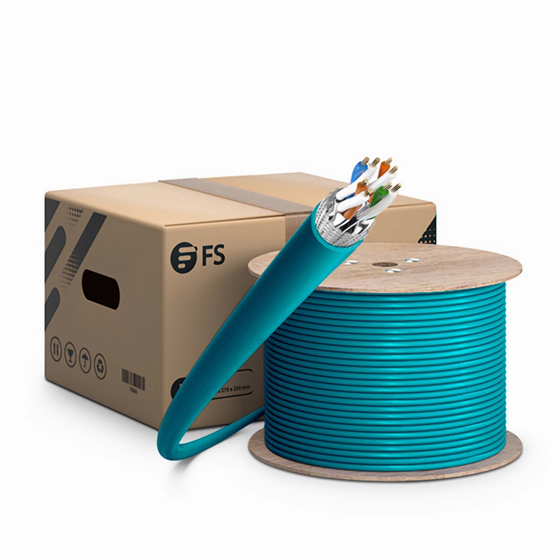 Bobina de cable Ethernet industrial Cat6a, 750MHz, S/FTP, PUR, 26AWG, 1000ft