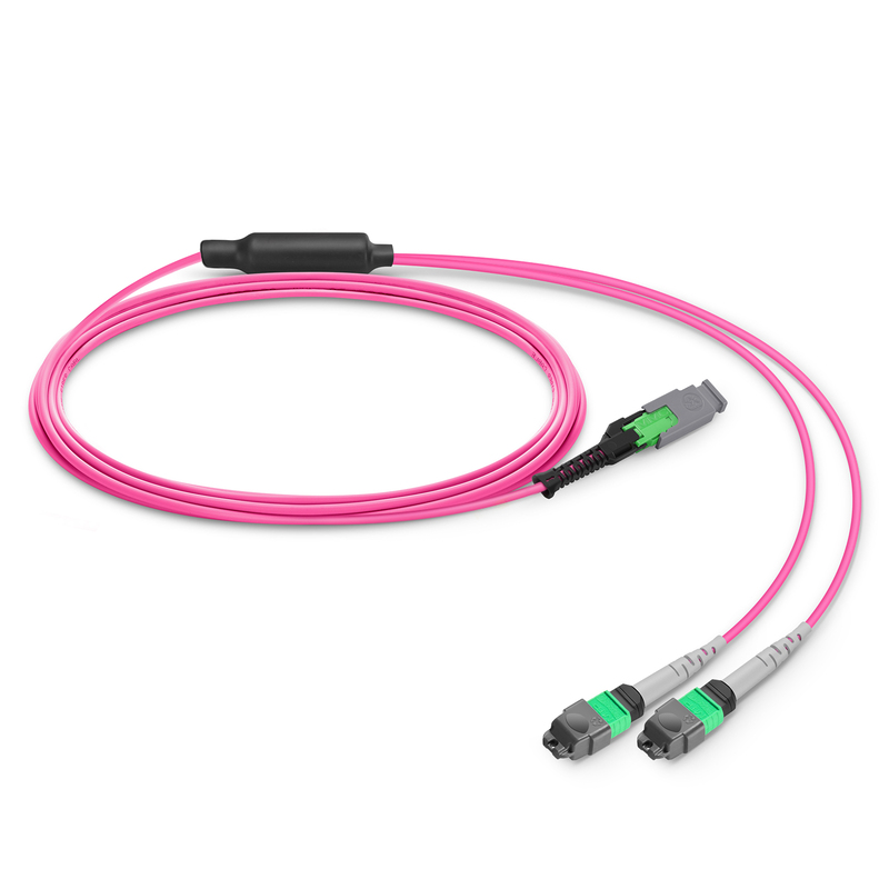 Câble breakout MMC-16 vers 2 x MTP-8 APC, 16 fibres, OM4, polarité Jarretière, 1m (3ft)