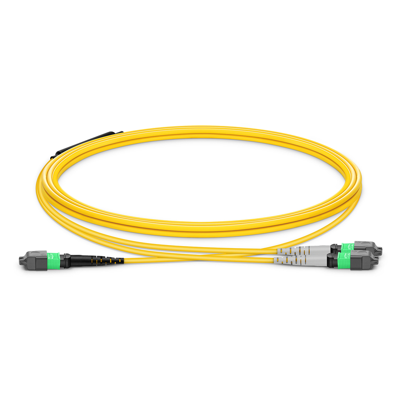 MTP-16 to 2 x MTP-8 APC Breakout Cable, 16 Fibers, OS2, Crossover, 1m (3ft)
