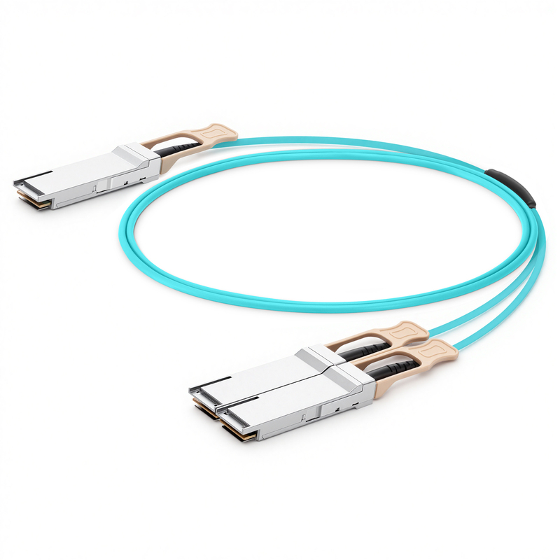 Customized 200G QSFP56 to 2 x 100G QSFP28 Active Optical Breakout Cable