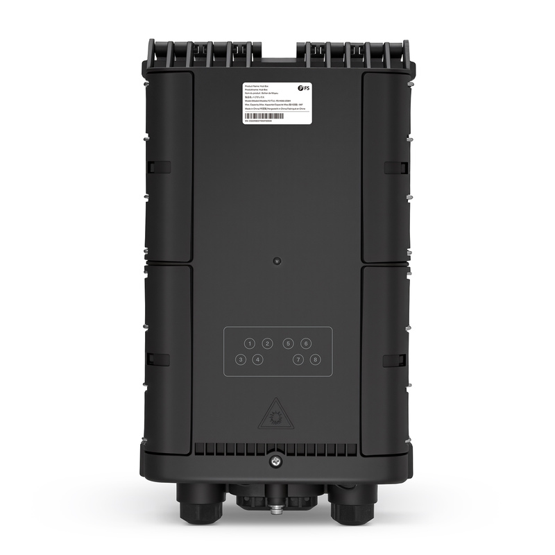 Fully Pre-Terminated Hub Box, 1 Uncut & 2 Branch Ports, 8 SC/APC Hardened Adapters, Mechanical Seal, Supports 1x 2/ 1x 4/ 1x 8 Mini Splitters