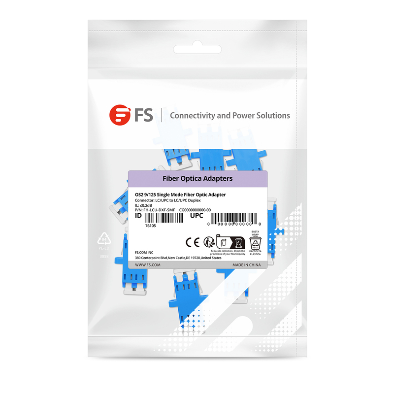 LC UPC Duplex SC Footprint Fiber Adapter with Flange, OS2