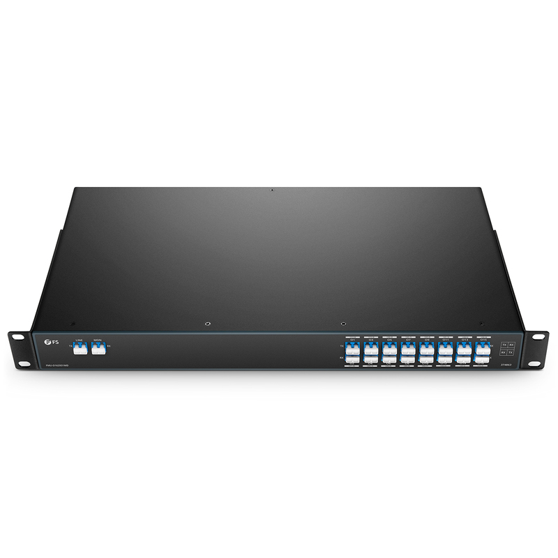 16 Channels O-band DWDM Mux Demux, 228.4-231.4THz, with Monitor Port, 5.0dB Typical IL, LC/UPC, Dual Fiber, FMU 1U Rack Mount
