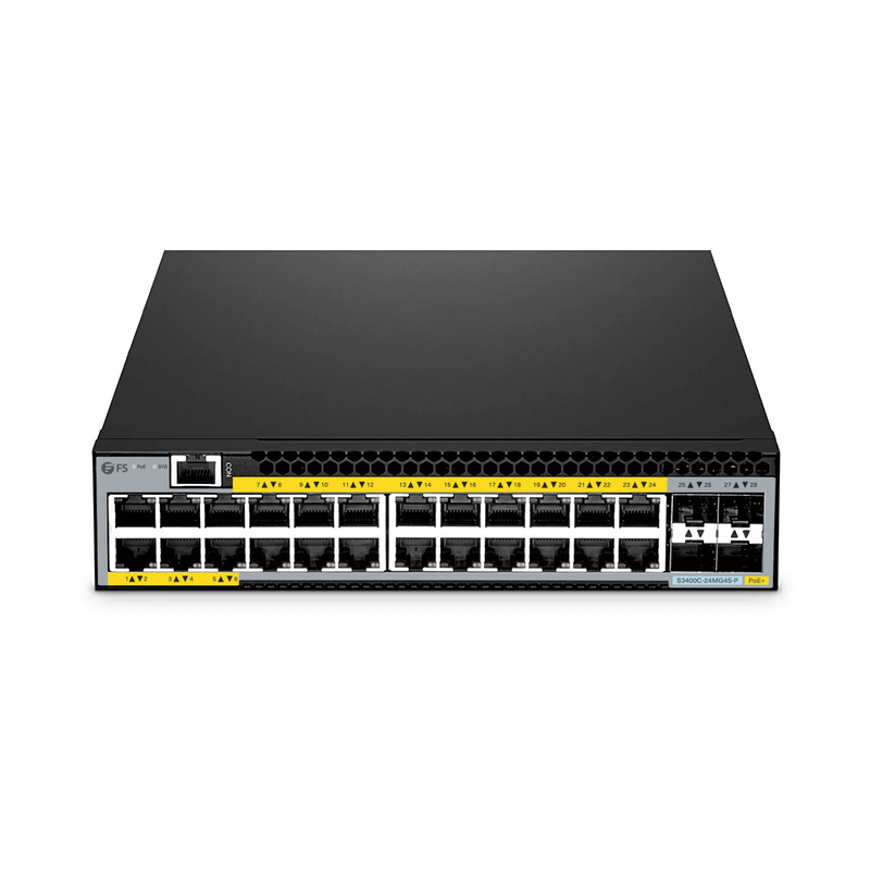 S3400C-24MG4S-P、24ポート イーサネットL2+ PoE+スイッチ(24x 2.5