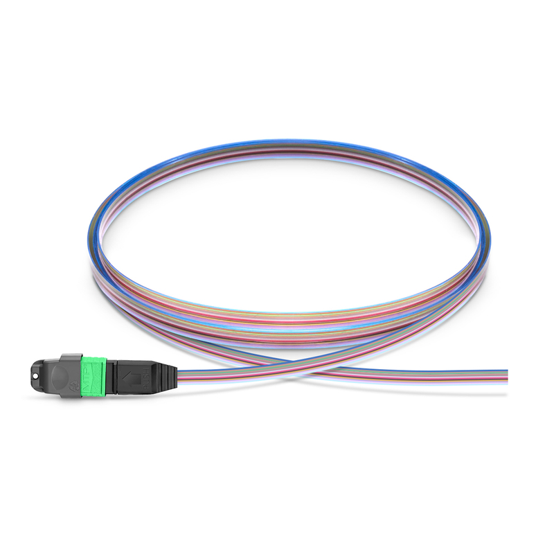 1m (3ft) MTP&reg; Fiber Pigtail, MTP-12&reg; APC (Female) to Unterminated, 12 Fibers, Single Mode (OS2), Unjacketed, 12-Color
